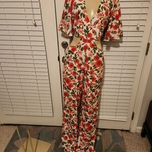 Side cutout jumpsuit,  floral